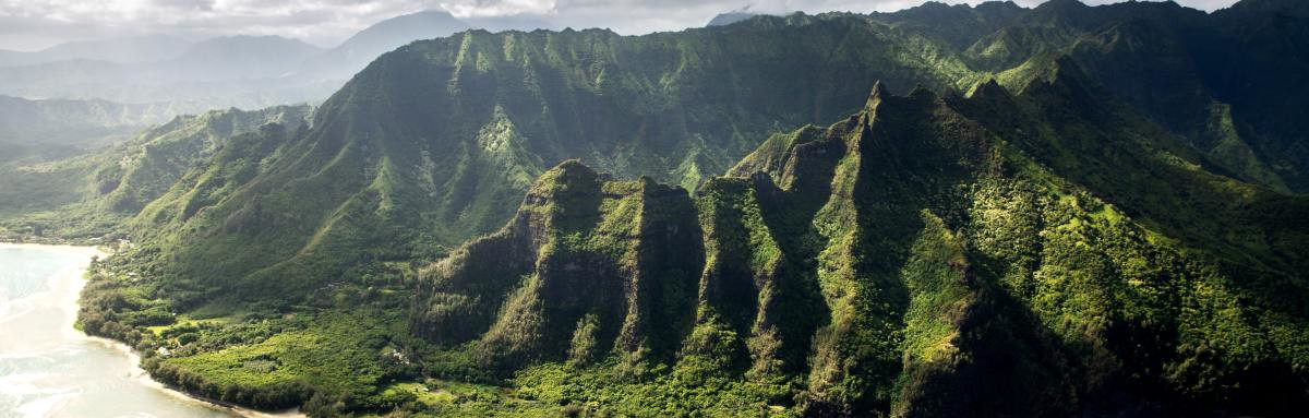 Lush green mountains on Kauai, Hawaii's most natural island. 