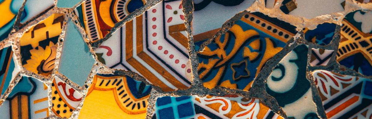 Close up of colorful patterned tiles used in Barcelona.